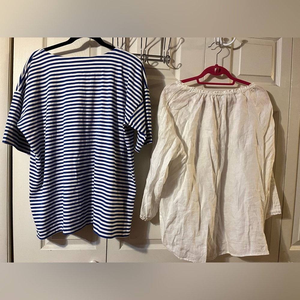 J.Jill Love Linen Embroidered Tunic Luxe Suprima Elbow Sleeve Tee(L) Boho Flowy - Picture 2 of 12
